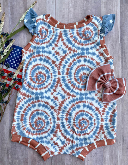 Patriotic Tie Dye- Flutter Romper