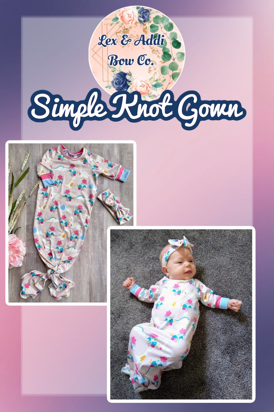 Baby-Saurus- Simple Knot Gown