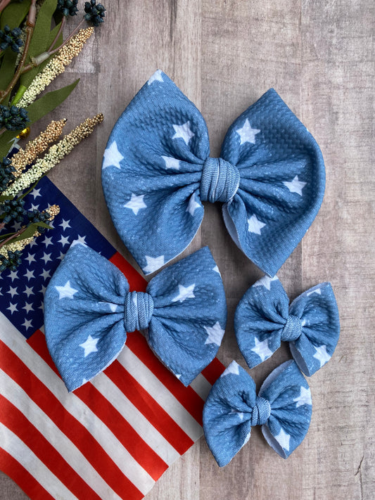 Vintage Blue Stars- Scrunchies