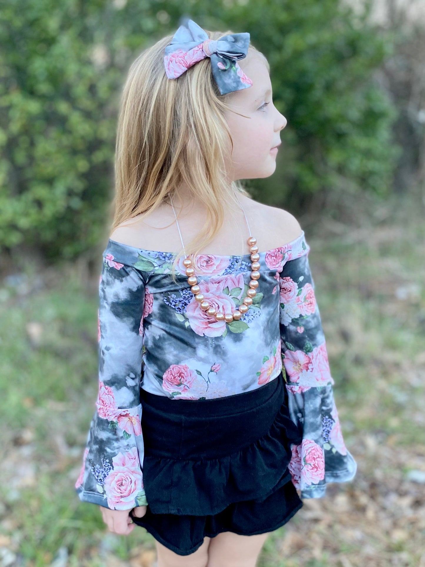 Smoky Floral- Off-Shoulder Leo