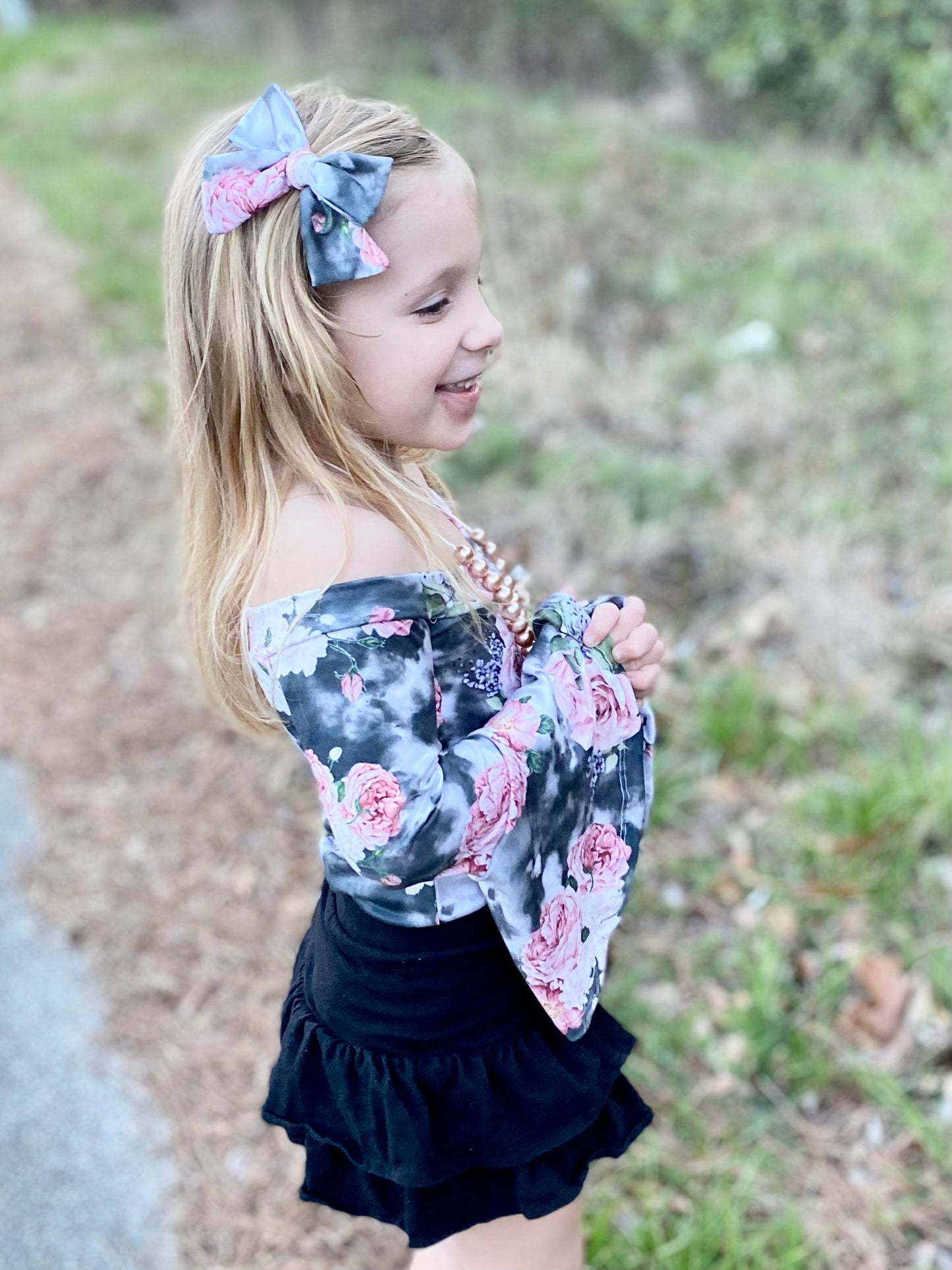 Smoky Floral- Off-Shoulder Leo