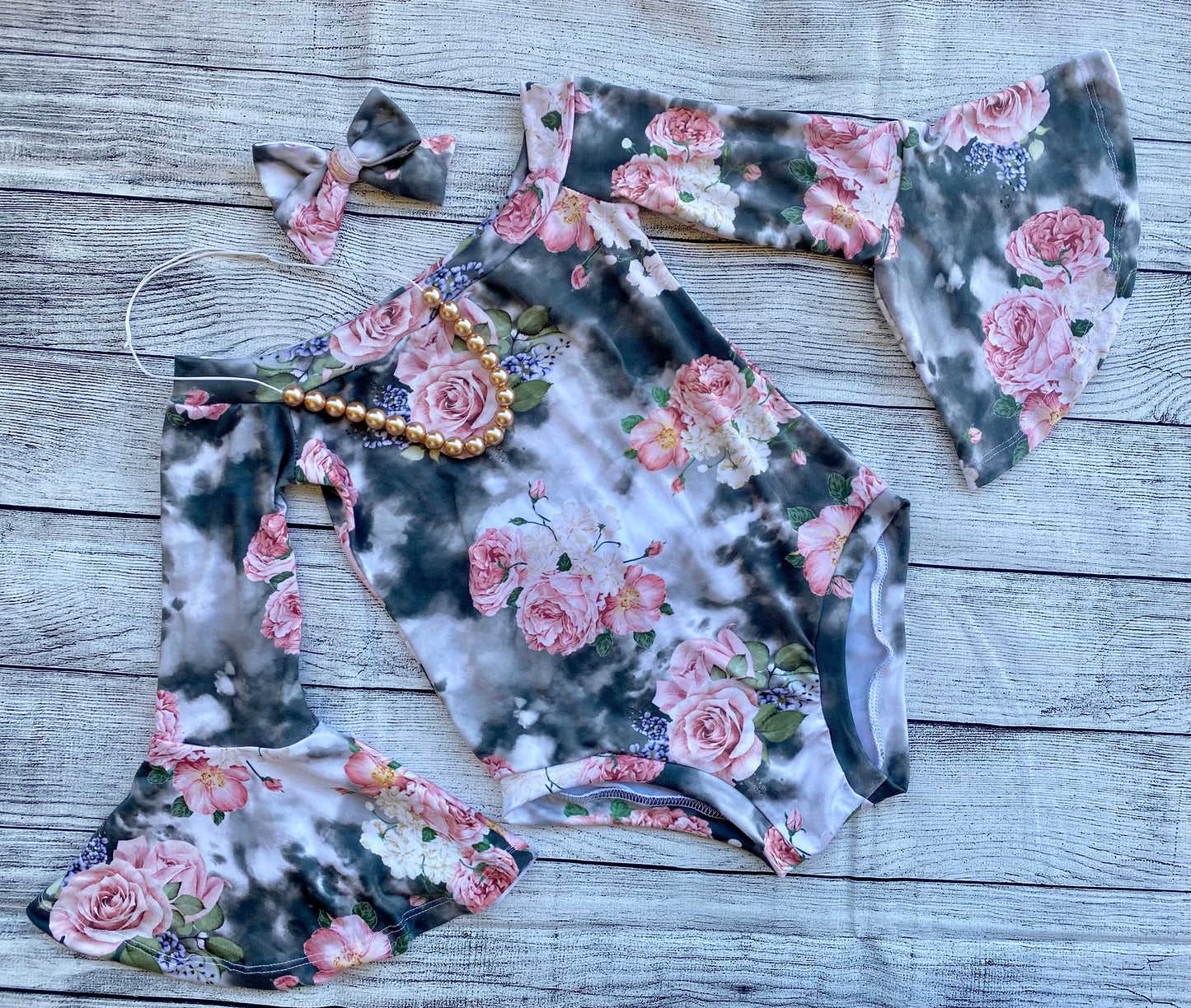 Smoky Floral- Off-Shoulder Leo