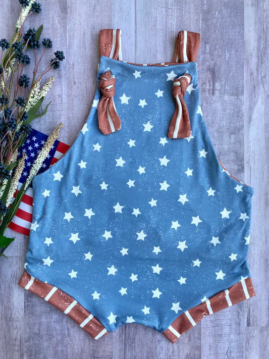 Vintage Stars & Stripes- Knot Overalls