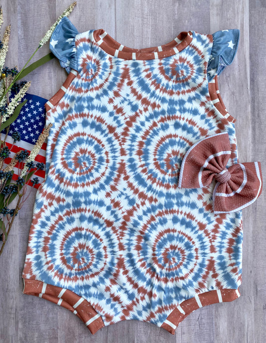 Patriotic Tie Dye- Flutter Romper